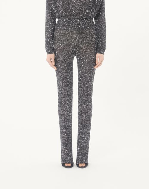 Valentino - Sequin Thread Knit Trousers - Black/silver - Woman - Trousers And Shorts